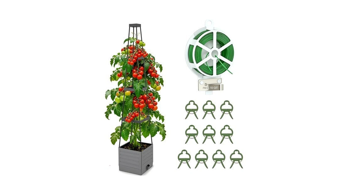 Planter Box With Trellis, 58.3" Tomato Planter Cage For Climbing