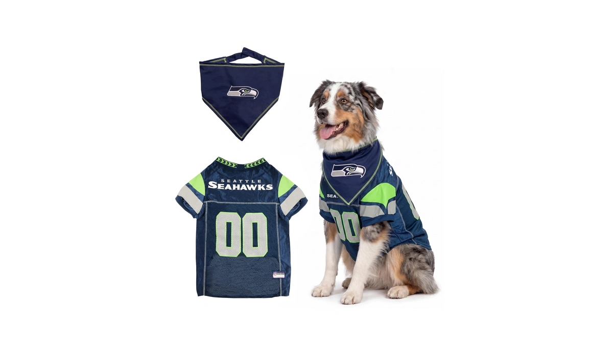 Pets First Nfl Seattle Seahawks Dog Jersey With Coordinated Tie