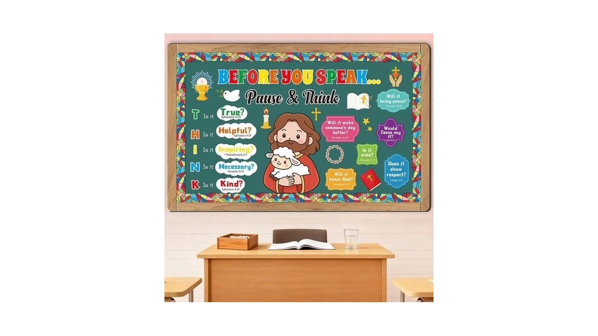 Aposwow Christian Bulletin Board Decorations Set Religious Classroom Decor