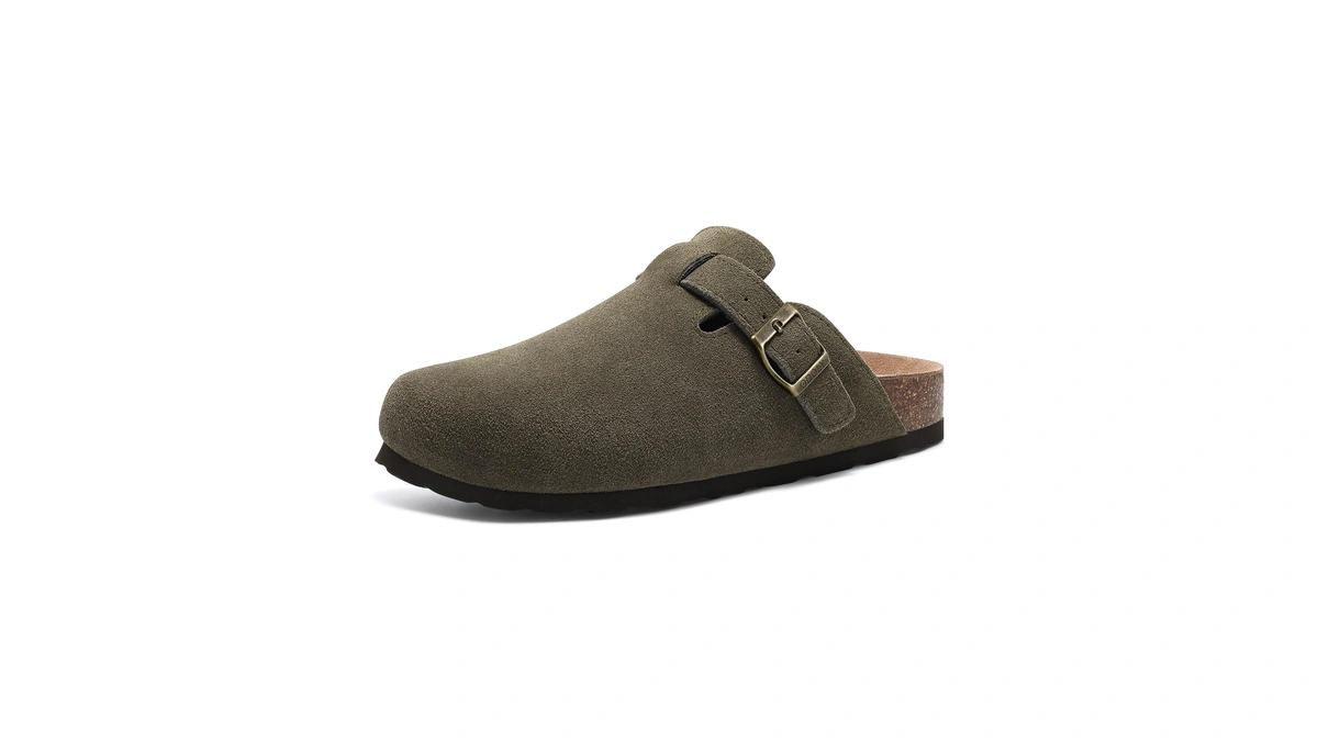 Odoly Genuine Suede Clogs For Women Men Comfort Cork Footbed