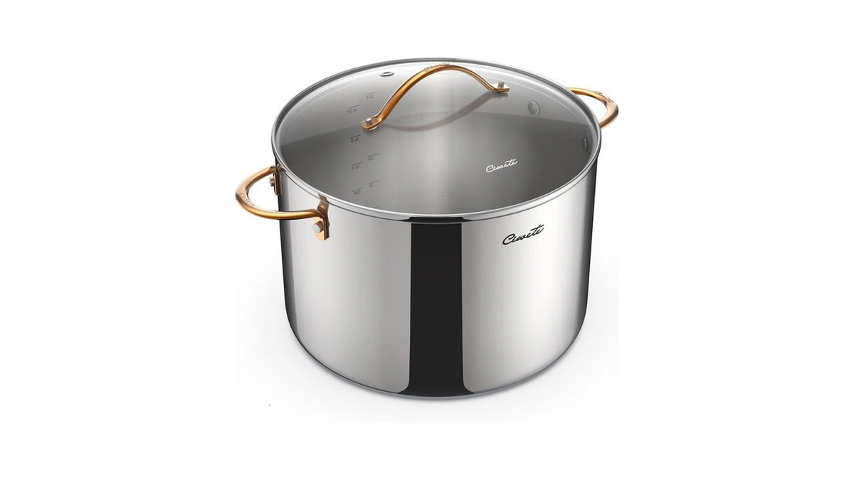 Ciwete 12 Quart Stock Pot With Lid, Upgraded Tri-ply Stainless