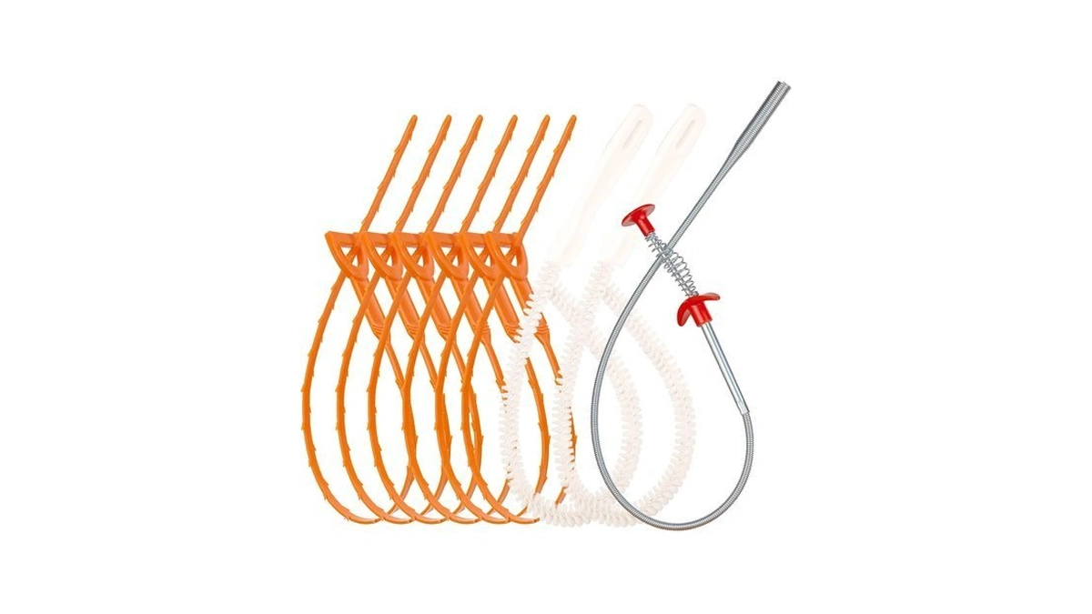Drain Hair Remover(6pcs), Drain Snake Clog Remover(1pcs) οΌ Cleaning Brushes(2pcs)