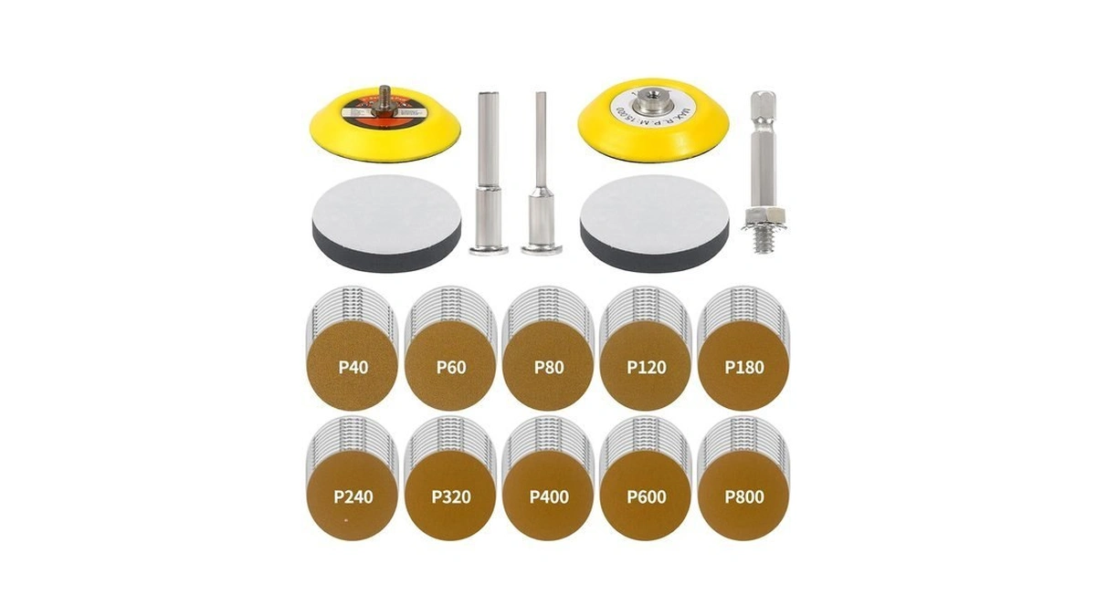 107pcs 3 Inch Premium Gold Sanding Discs, Hook And Loop