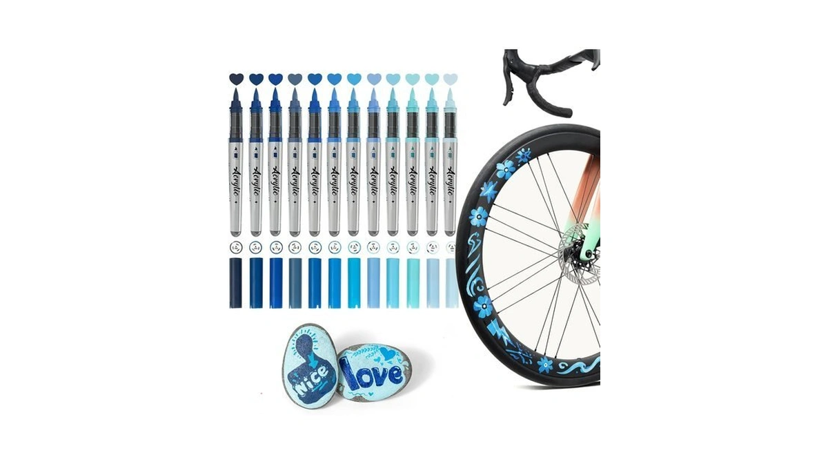 Woomer Acrylic Paint Markers 12 Blue Colors, Open Stock, Durable