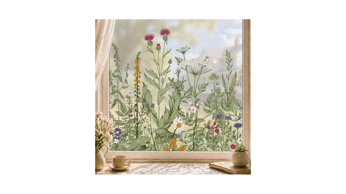 Floral Window Clings 17.5 X 78.7 In Decorative Privacy Window