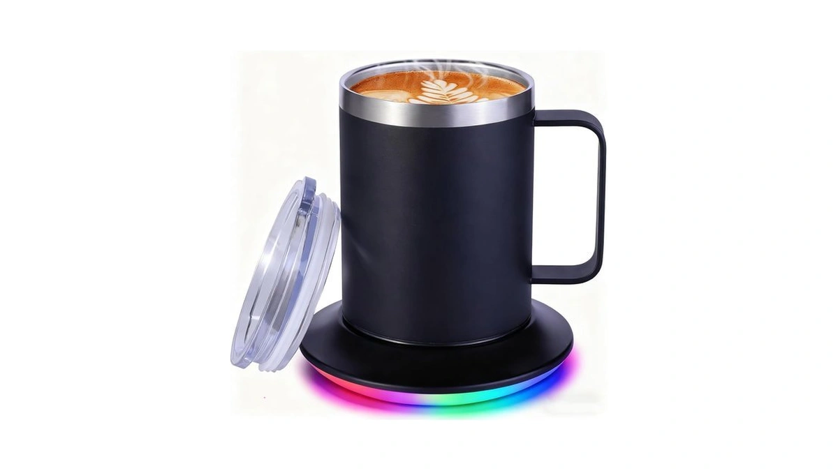 12oz Heated Coffee Mug With Rgb Warmer, Gfits For Women