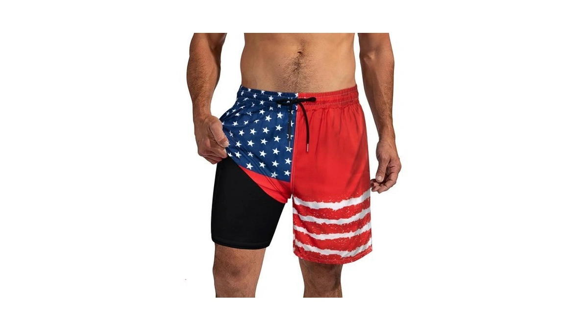 Xiaomosha Men's Swim Trunks With Compression Liner 7" Quick Dry
