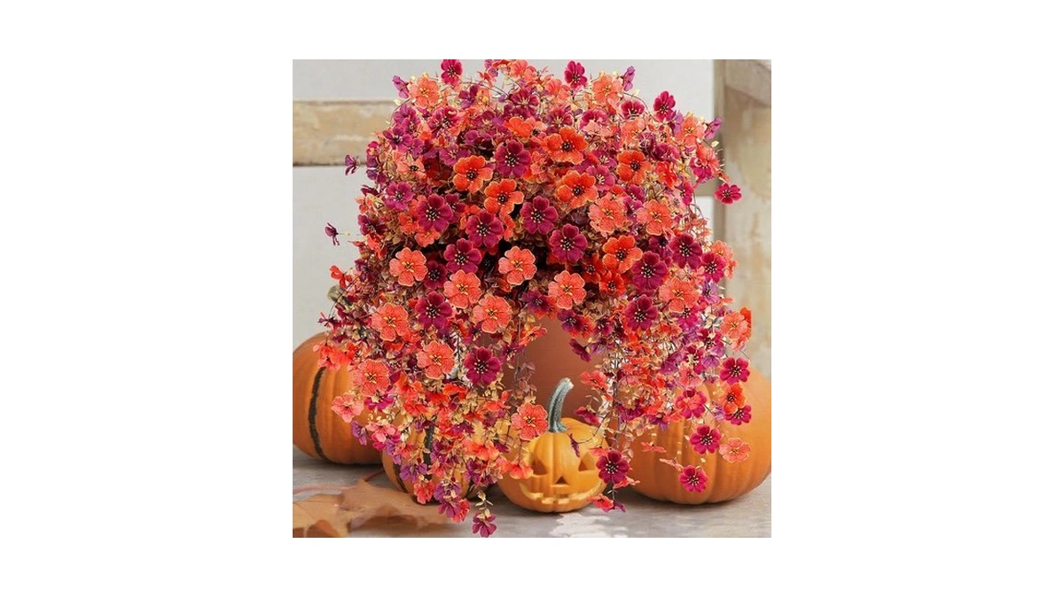 Outdoor Artificial Fall Flowers 6pcs, All Weather Fade Proof, Uv