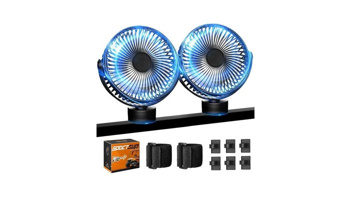 Godctsup Upgrade Golf Cart Fan Rechargeable With Magnetic Base, Portable