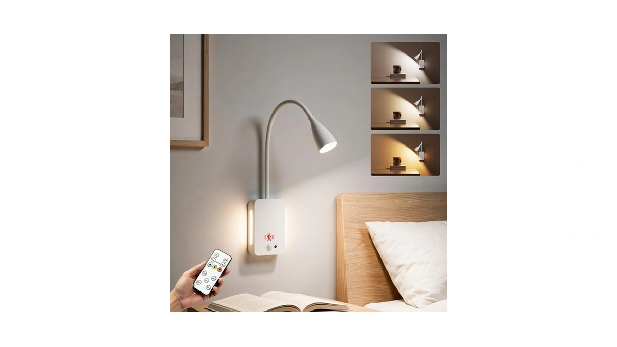 Haigvel Led Wall Mount Reading Light, 4000mah Rechargeable Bedside Book