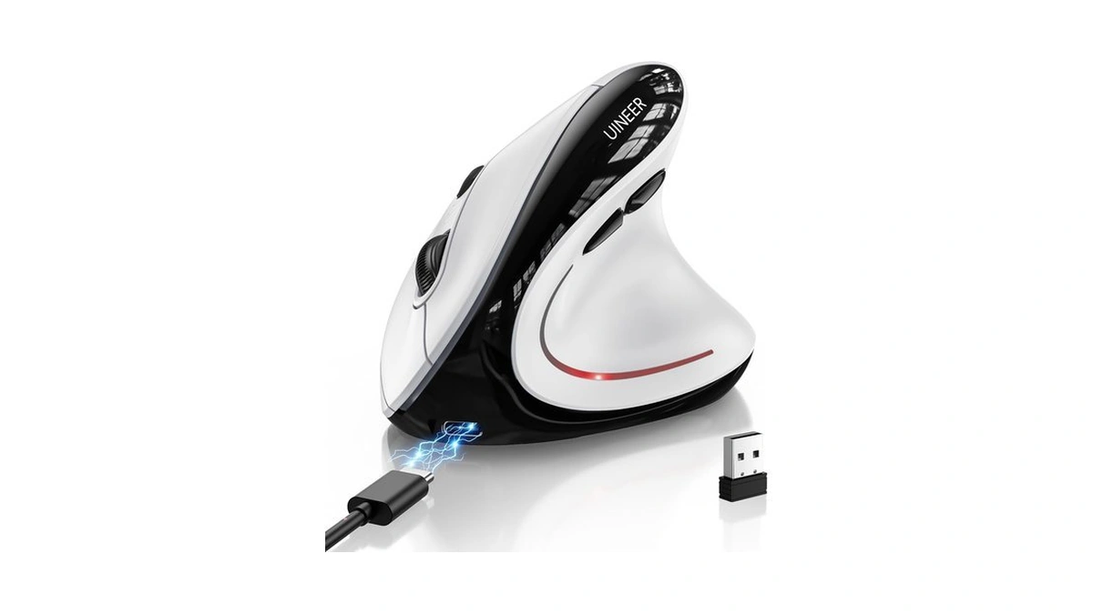 Uineer Ergonomic Wireless Vertical Mouse, 3-mode Bluetooth 5.0/4.0 & 2.4ghz