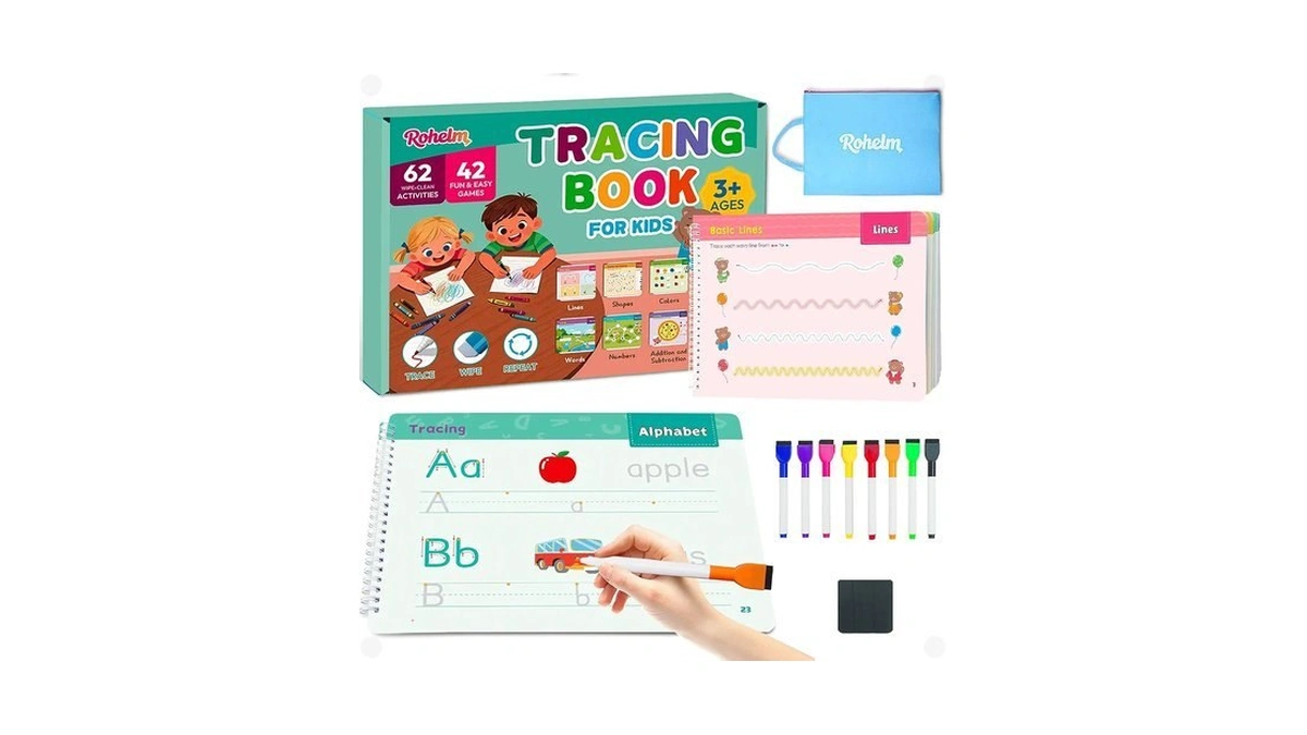 Rohelm Preschool Learning Activities Book, Tracing Books For Kids 3+,