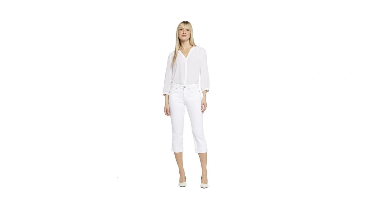 Nydj Women's Marilyn Straight Cuff Cropped Slimming Jeans, Optic White,