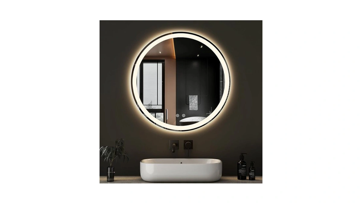 Dumos 28 Inch Round Led Bathroom Mirror With Lights, Circle
