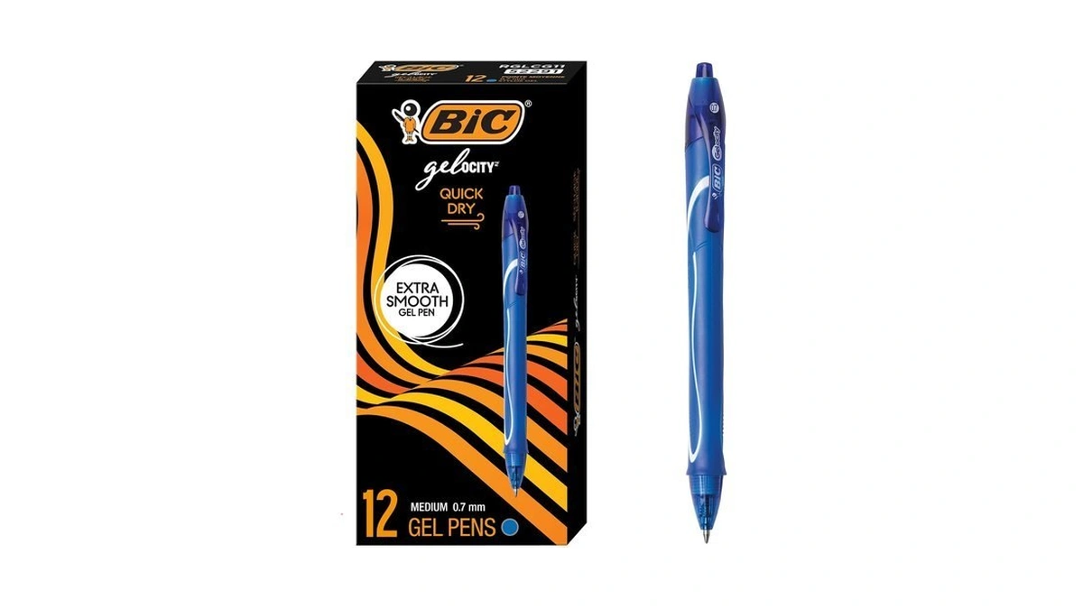 Bic Gelocity Quick Dry Blue Gel Pens, Medium Point, 0.7
