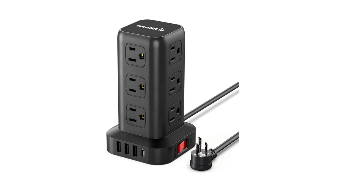 Extension Cord With Multiple Outlets, Smallrt Power Strip Tower, Outlet