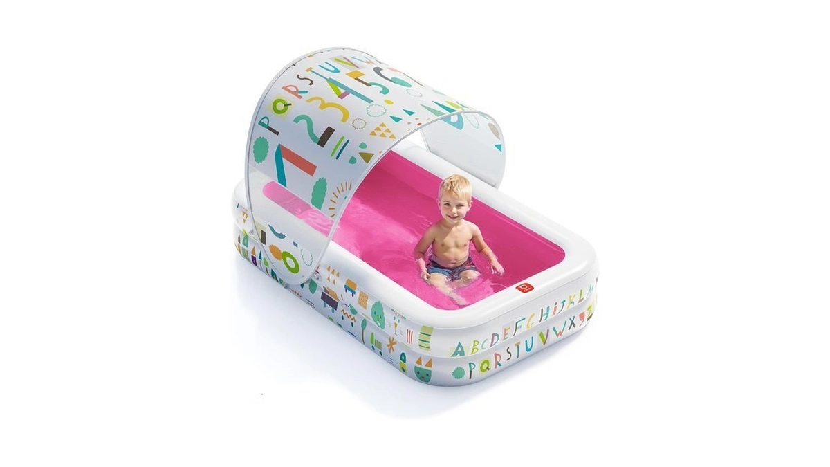 Qpau Baby Pool With Canopy, Inflatable Design, 65 X 39