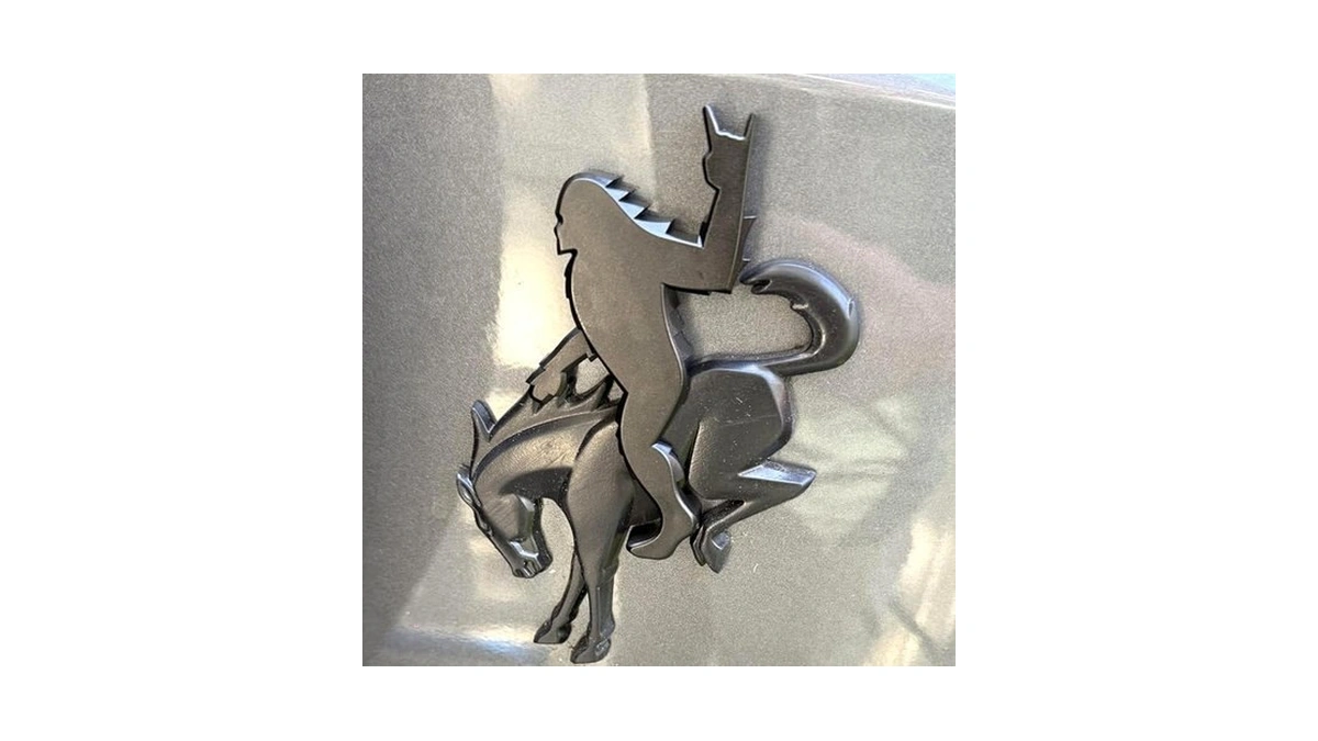 Bronco Sasquatch Emblem Overlay Decal, 3x4 Inch, Black Metallic, Weather-resistant