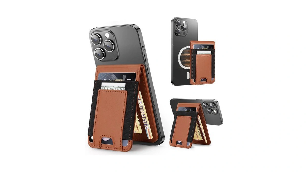 Miroddi Magsafe Wallet Stand, Leather Magnetic Phone Wallet For Iphone