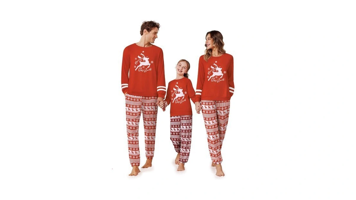 Ekouaer Family Christmas Pajamas Matching Sets Cute Long Sleeve Couple