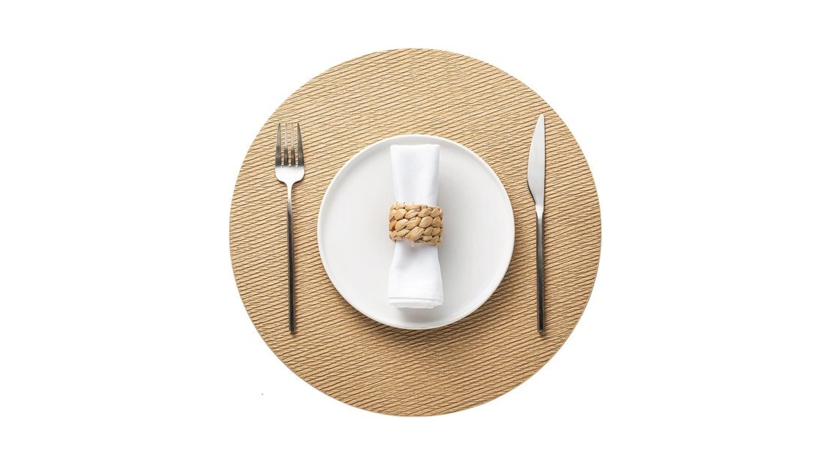 Jovono 15" Faux Leather Big Round Placemats Set Of 4