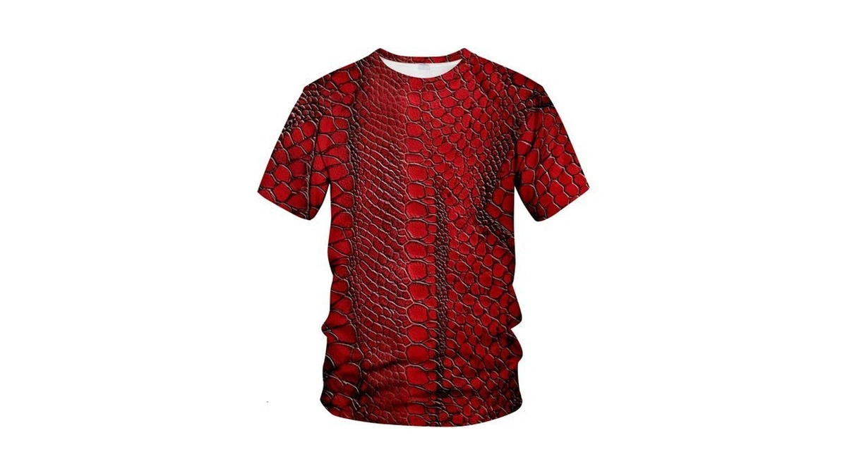 Qtagtess Snakeskin Print T-shirt Snake Scales Graphic Tee Shirt,red,xl