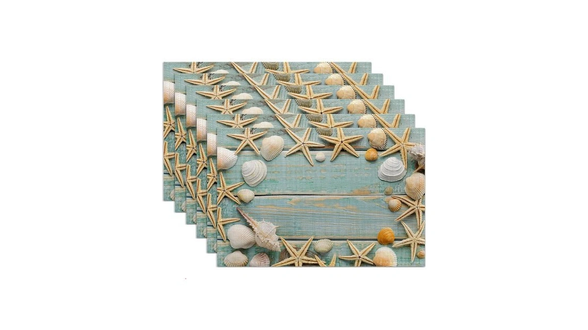 Beach Starfish Placemats Set Of 6,washable Heat Resistant 12×18 Inch