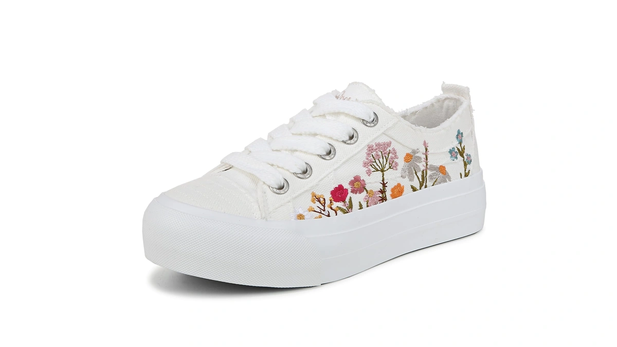 Blowfish Malibu Women's Sadie-sun Sneaker White Embroidered Canvas 9 M