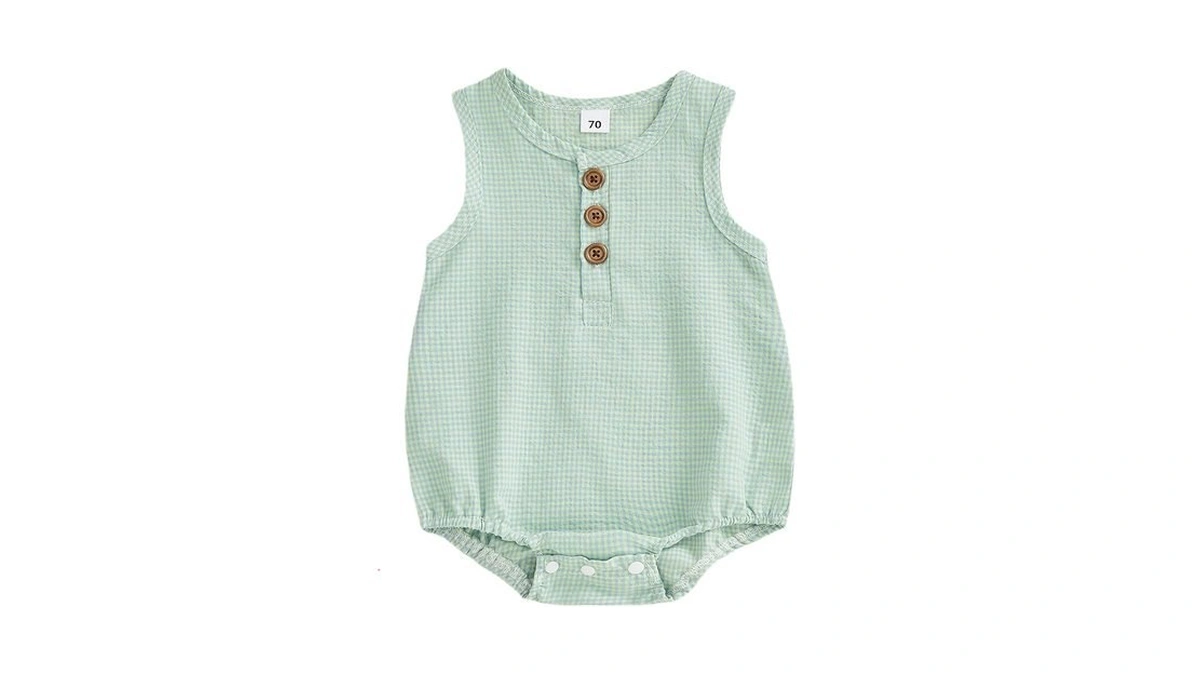Xnqiwq Newborn Baby Boy Girl Bubble Romper Plaid Onesie Sleeveless