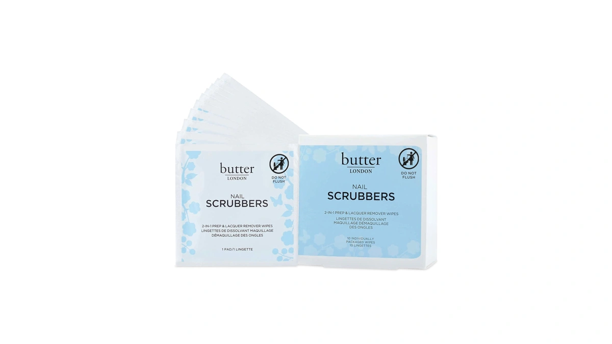 Butter London Pre-soaked Nail Polish Remover Pads, Nail Scrubbers