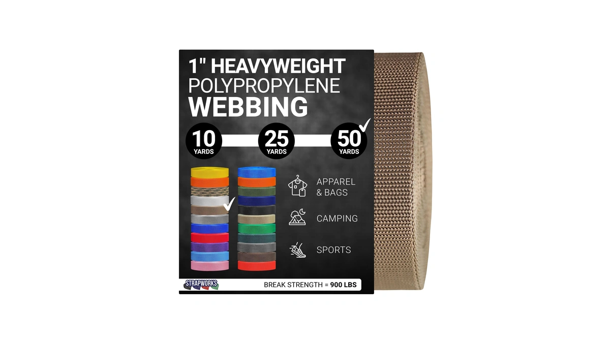 Strapworks Heavyweight Polypropylene Webbing - Heavy Duty Poly Strapping For