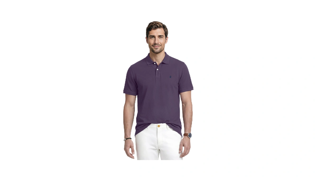 Izod Men's Advantage Performance Short Sleeve Polo Shirt, Nightshade, Small