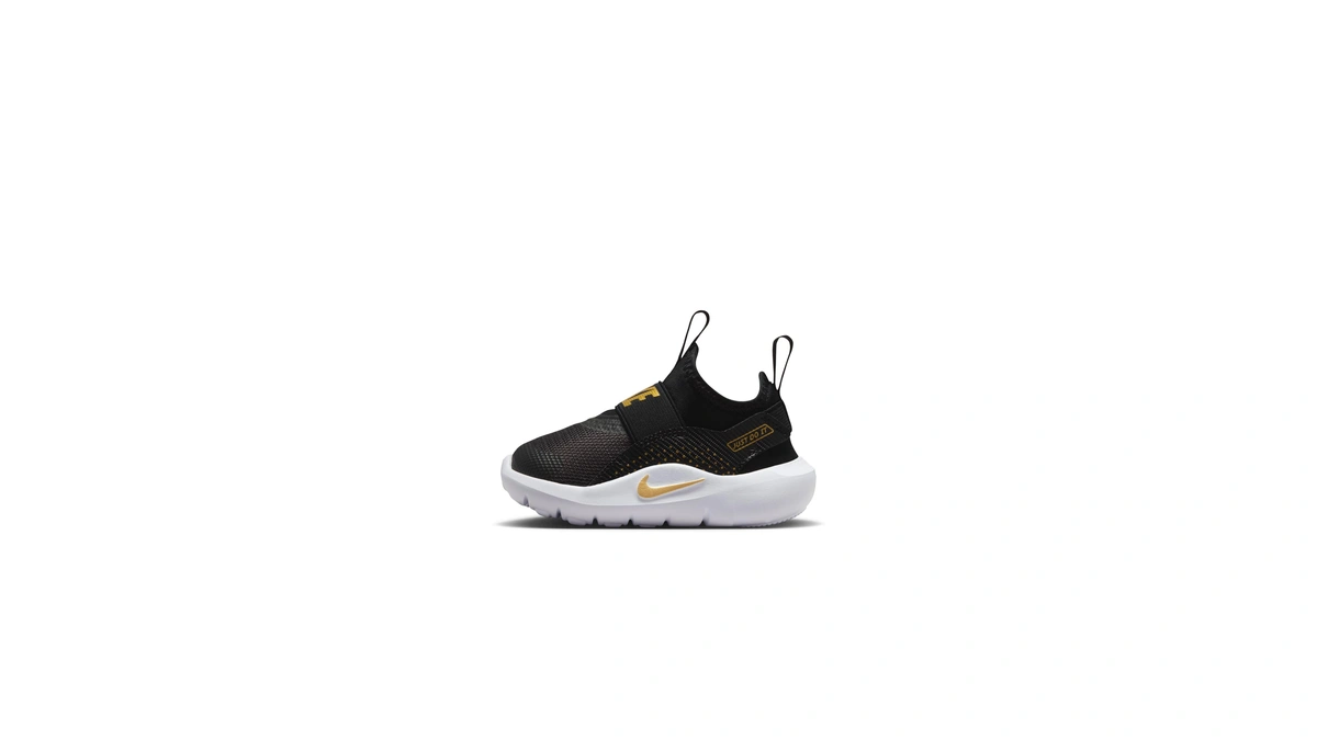 Nike Little Kids' Flex Runner 4 Shoes, Black/metallic Gold-white, 10.5c