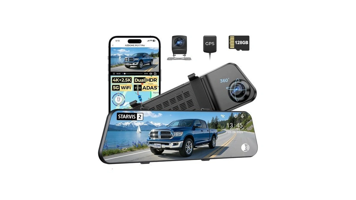 Azdome Pg17 Pro 4k Starvis 2 Mirror Dash Cam, Rear