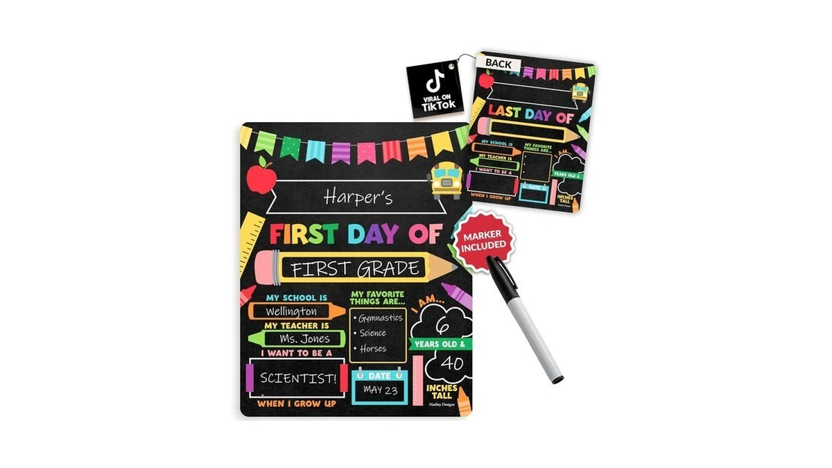 My First Day Of School Sign With Marker -11"x14" Double-sided