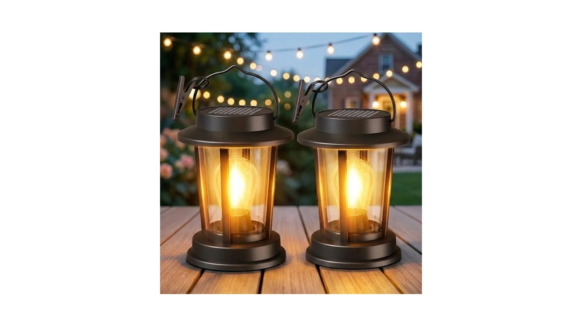 Hanging Solar Lanterns Outdoor Waterproof: 2 Pack Accent Lights Patio