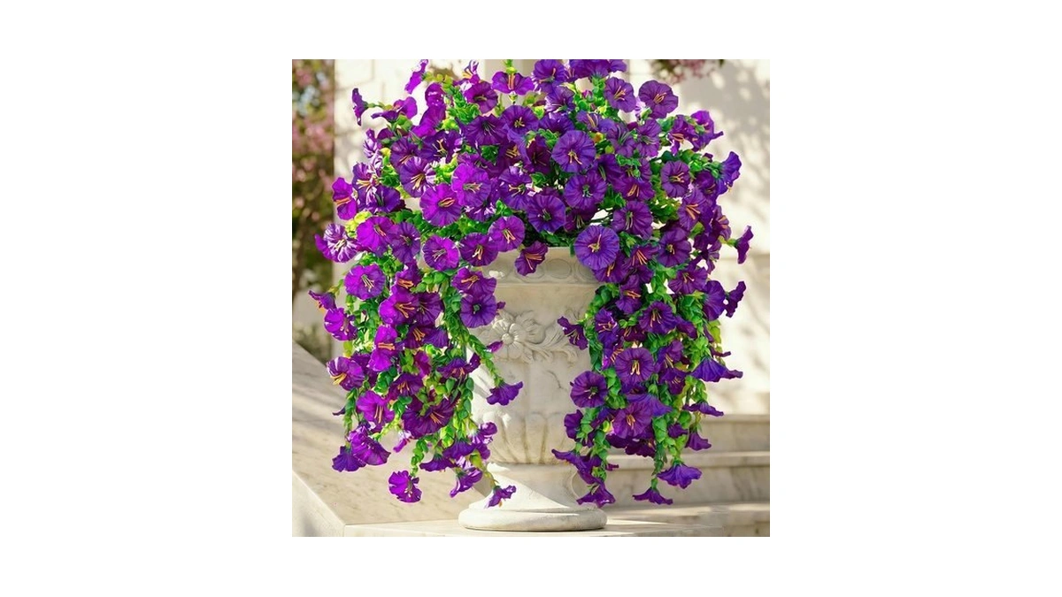 Ivydale 2 Pcs Artificial Hanging Flowers Fake Plants Outdoor,silk Morning