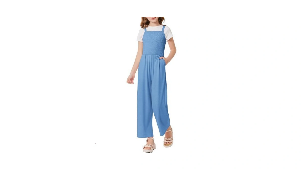 Grace Karin Girls Blue Jumpsuit Size 14 Girl Summer Romper