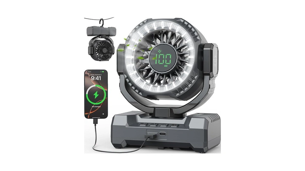 24000mah Camping Fan, Portable Rechargeable Fan, Battery Powered Fan With