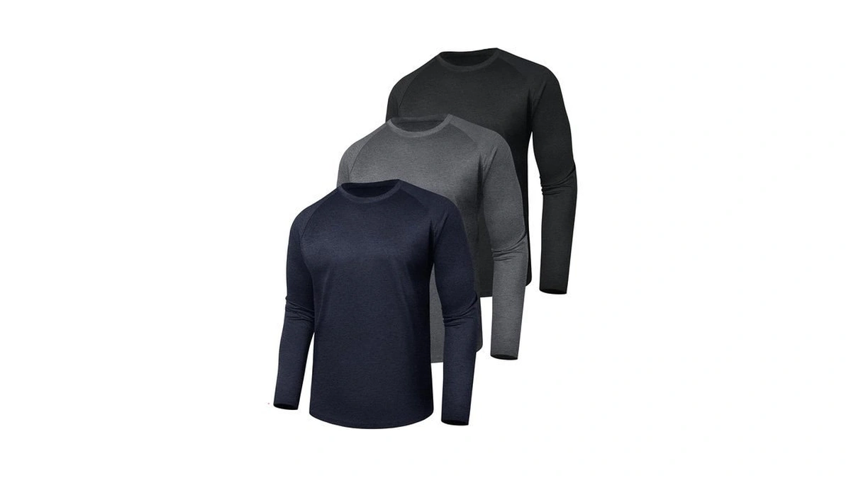 3 Pack Long Sleeve Shirts For Men - Quick Dry