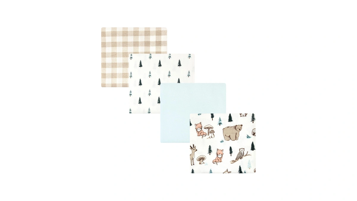 Hudson Baby Unisex Baby Cotton Poly Flannel Receiving Blankets, Boy
