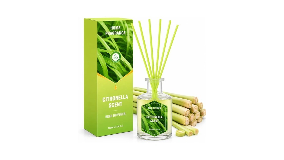 Strn Lemongrass Reed Diffusers, Summer Citronella Reed Diffuser Set, 200ml