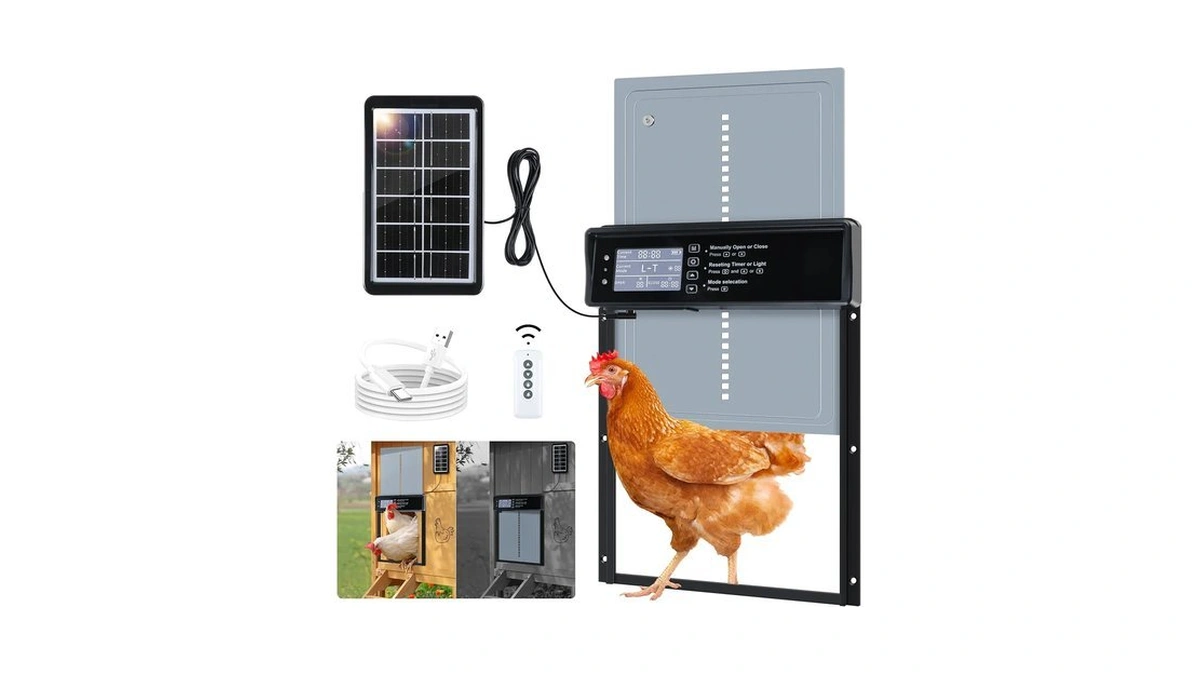 Automatic Chicken Coop Door Solar Powered, Lcd Screen Electric Chicken