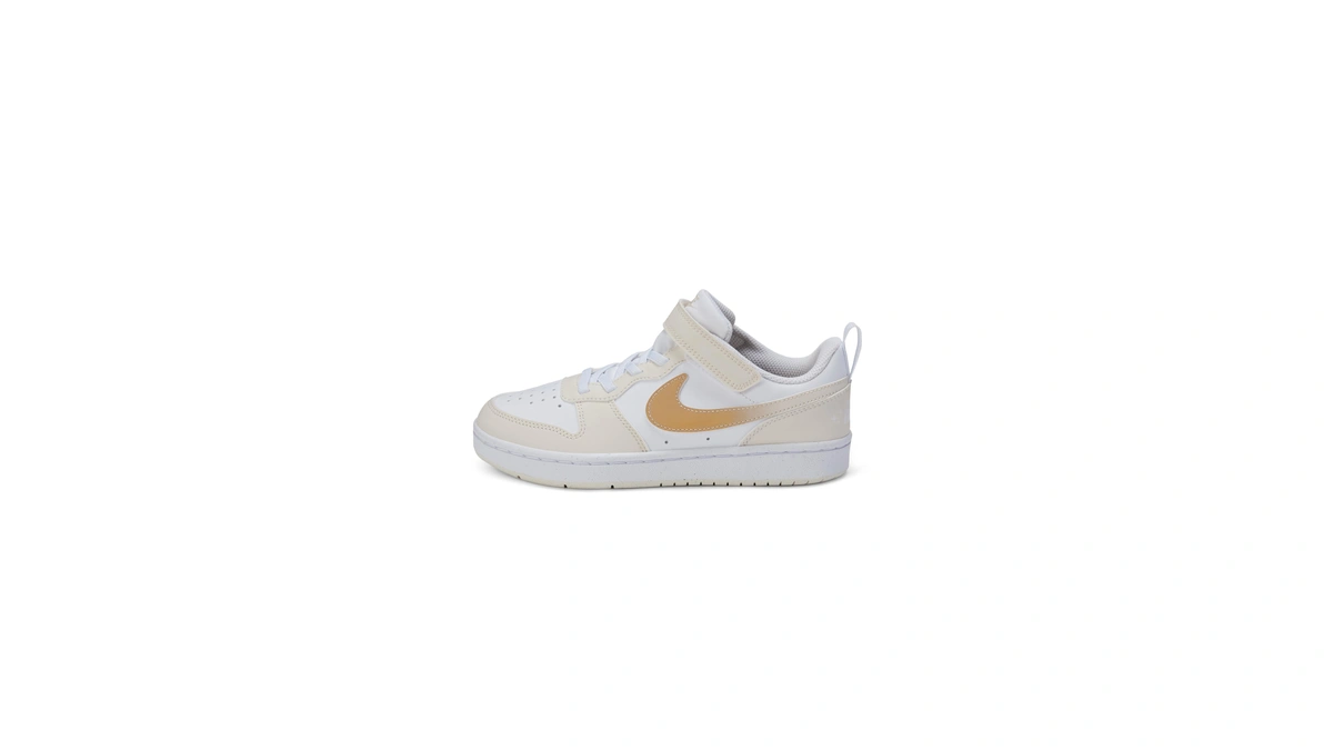 Nike Little Kid's Court Borough Low Bball, White/shimmer-chalk-white, 13c