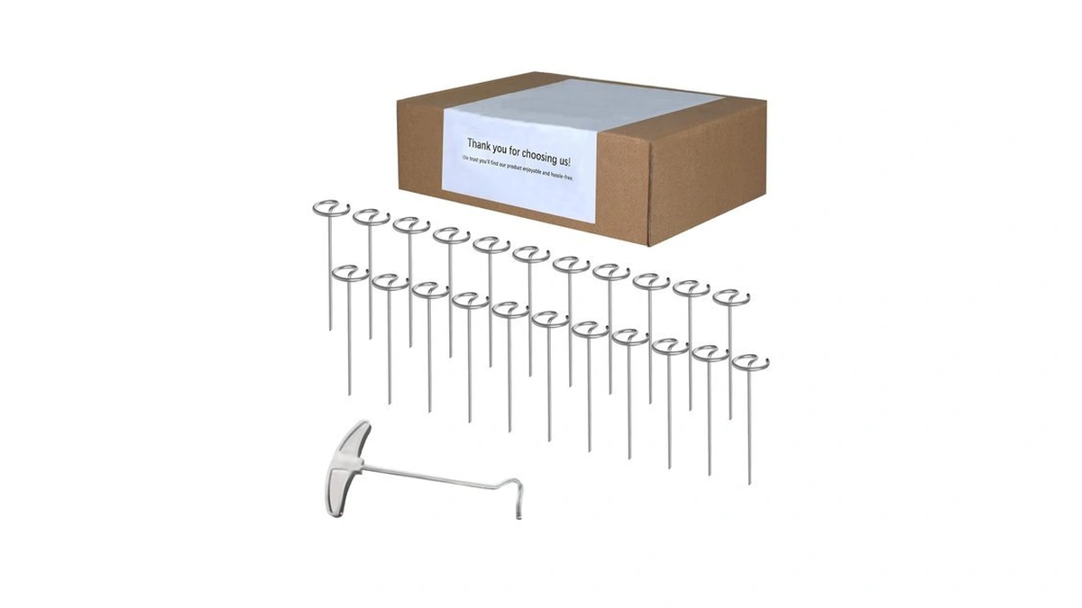 Seteams 120 Pcs Landscape Fabric Pins, 8 Gauge Galvanized Steel