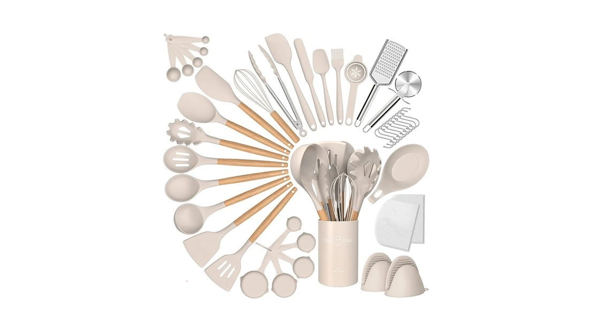 Silicone Cooking Utensils Set, 43pcs Non-stick Heat Resistant Kitchen Utensils