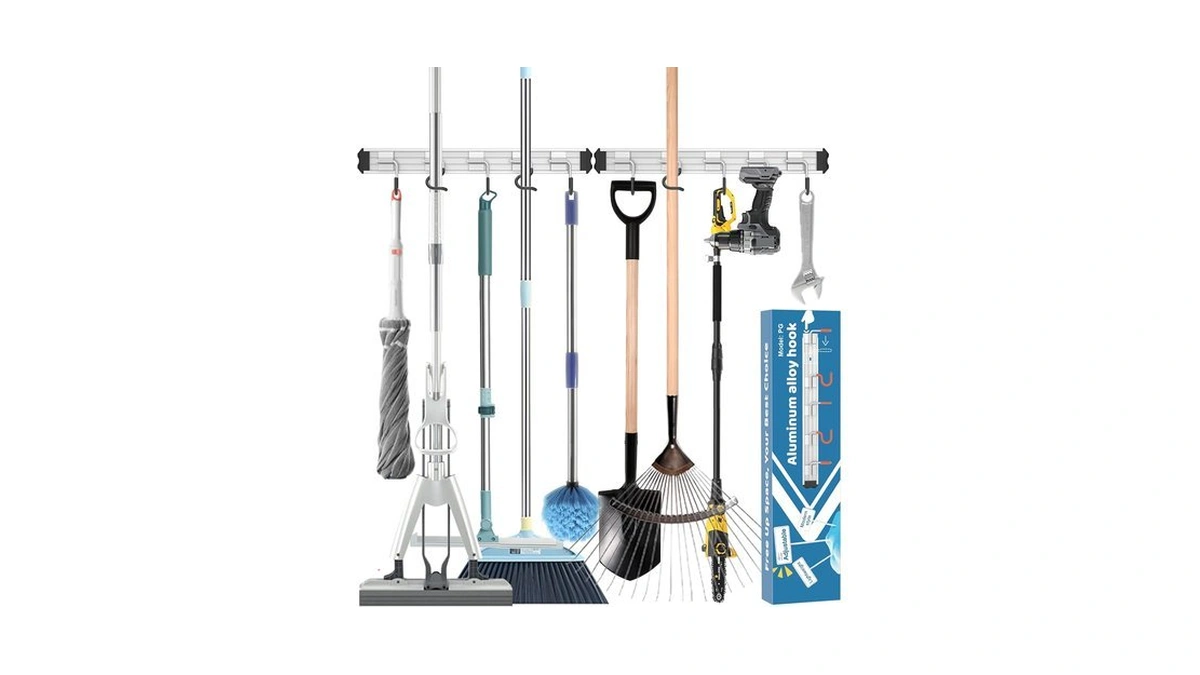 Paglipat Mop And Broom Holder Wall Mount Garden Tool Rack