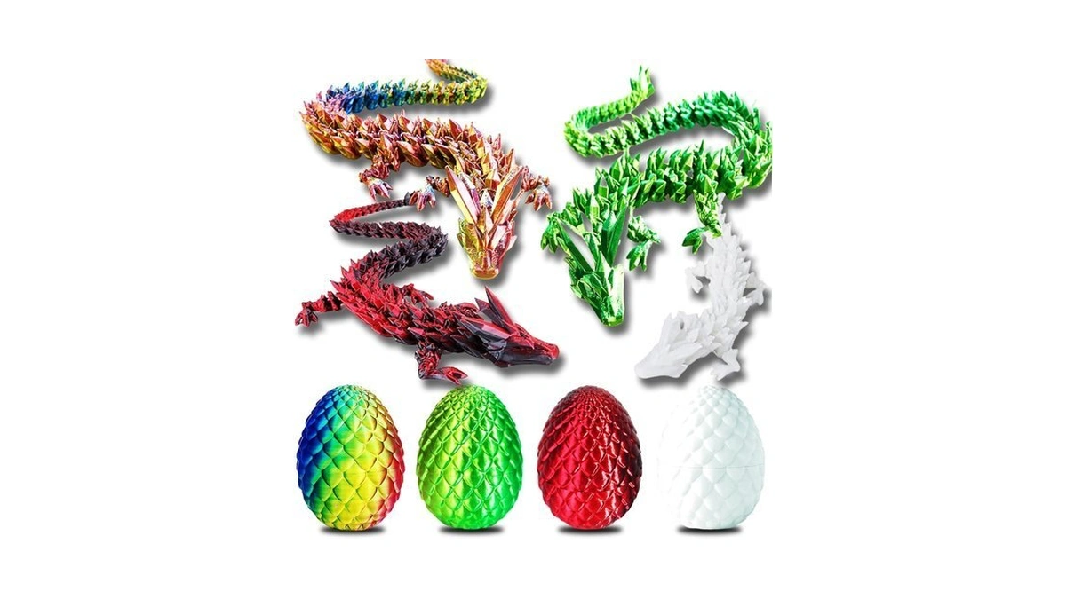 Qxbuhe 4pcs 3d Printed Dragon Egg ,3d Dragon Flexible Joints