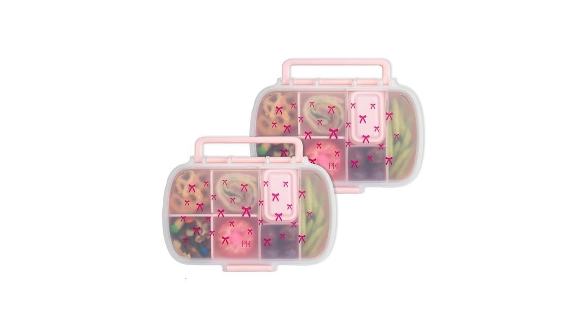 Paris Hilton 2-pack Bento Style Snack Boxes, 7-compartment Lunch Containers