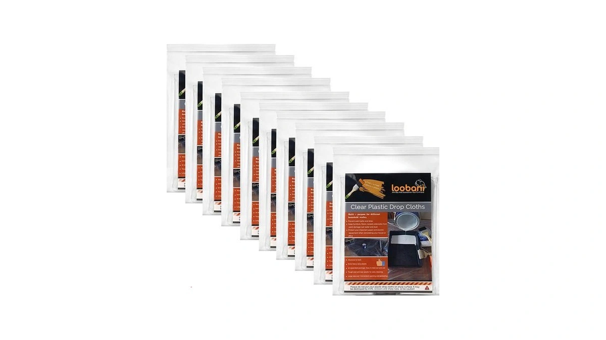 10 Piece Painter Plastic Drop Cloths Sheet,waterproof Anti-dust Cover,9x12 Feet